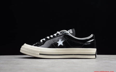 匡威 Converse One Star 漆皮黑 木村一星硫化板鞋