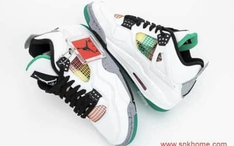 「Gucci」Air Jordan 4细节图 AJ4古驰配色 Air Jordan 4 WMNS “Rasta”  货号：AQ9129-100