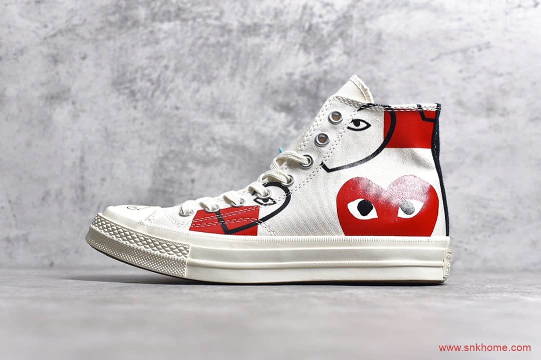 正品渠道1比1莆田匡威鞋 CDG PLAY x Converse 匡威1970s三星标 川久保玲爱心 货号：150205C