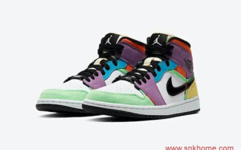 Air Jordan 1 Mid “Multicolor”AJ1中帮多彩 风格超像AJ1大金表联名！多彩 AJ1 Mid 下周发售 货号：CW1140-100