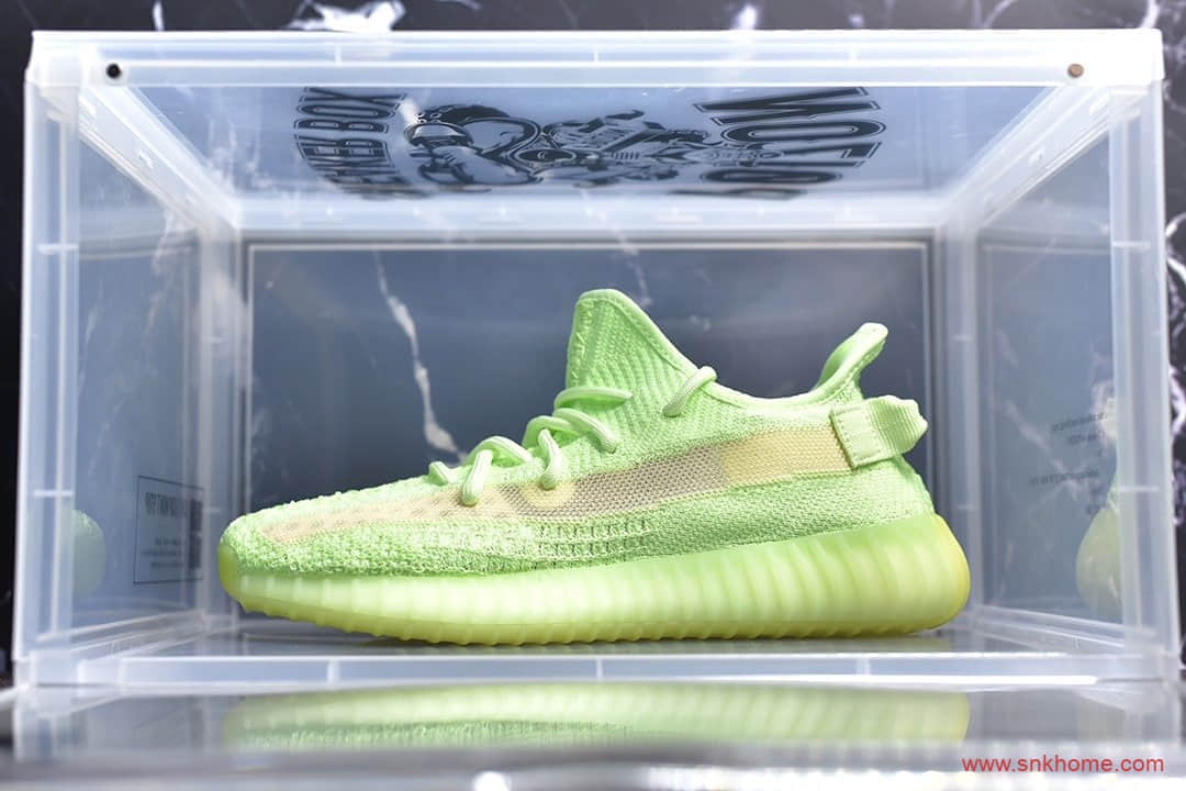 纯原版本椰子350V2夜光绿色 350V2怎么夜光 Adidas Yeezy Boost 350 V2 荧光绿 货号：EG5293