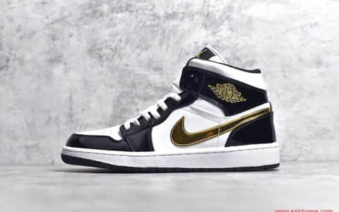 AJ1中帮黑金漆皮 Air Jordan 1 MID小黑金 货号：852542-007