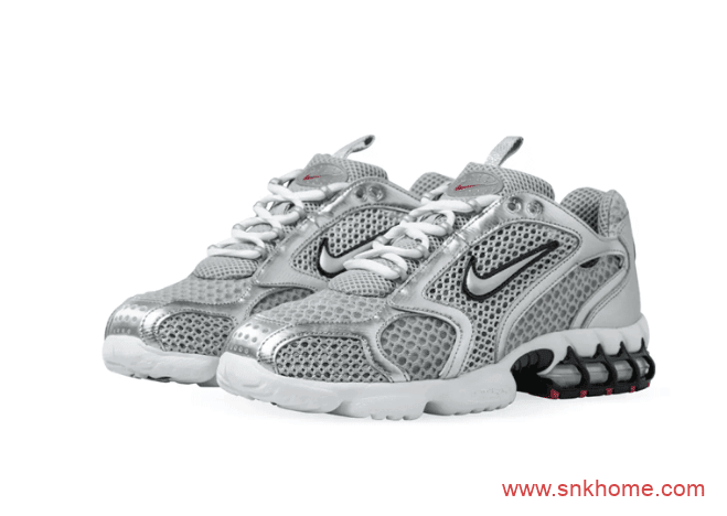 耐克Stussy联名款老爹鞋 Nike Air Zoom Spiridon Caged 2 货号：CJ1288-600（红）/CJ1288-001（银）