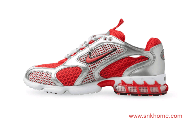耐克Stussy联名款老爹鞋 Nike Air Zoom Spiridon Caged 2 货号：CJ1288-600（红）/CJ1288-001（银）