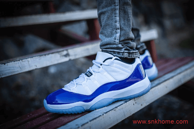 Air Jordan 11 Low WMNS “Concord”  女神配色 AJ11白蓝 货号：AH7860–100