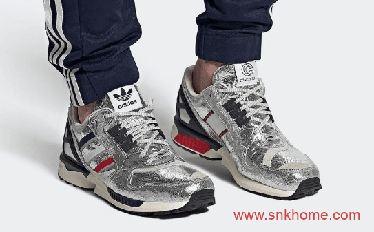 阿迪达斯联名全银色金属鞋面 Concepts x adidas ZX 9000  货号：FX9966 