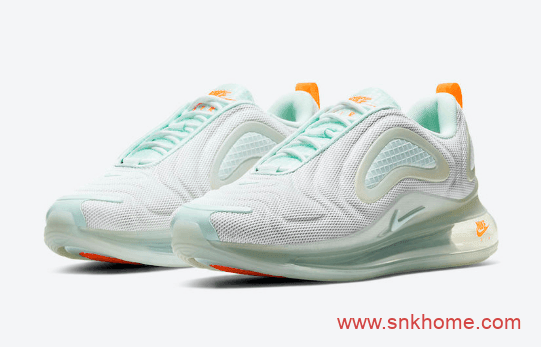 清新夏季耐克MAX720白绿配色 Nike Air Max 720全掌气垫 货号CJ0632-101