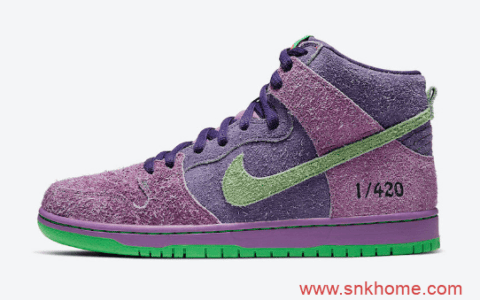 反转臭鼬配色 Nike SB Dunk High“ Purple Skunk”紫色限定款 货号CW9971-500 