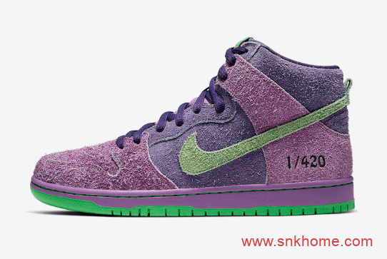 反转臭鼬配色 Nike SB Dunk High“ Purple Skunk”紫色限定款 货号CW9971-500 