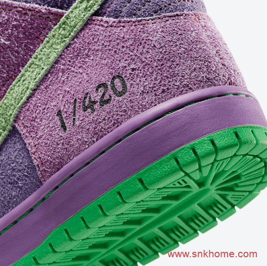 反转臭鼬配色 Nike SB Dunk High“ Purple Skunk”紫色限定款 货号CW9971-500 