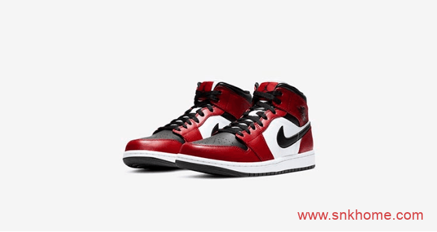 OG复古AJ1新配色 酷似AJ1反转黑红 Air Jordan 1 Mid 货号554724-069