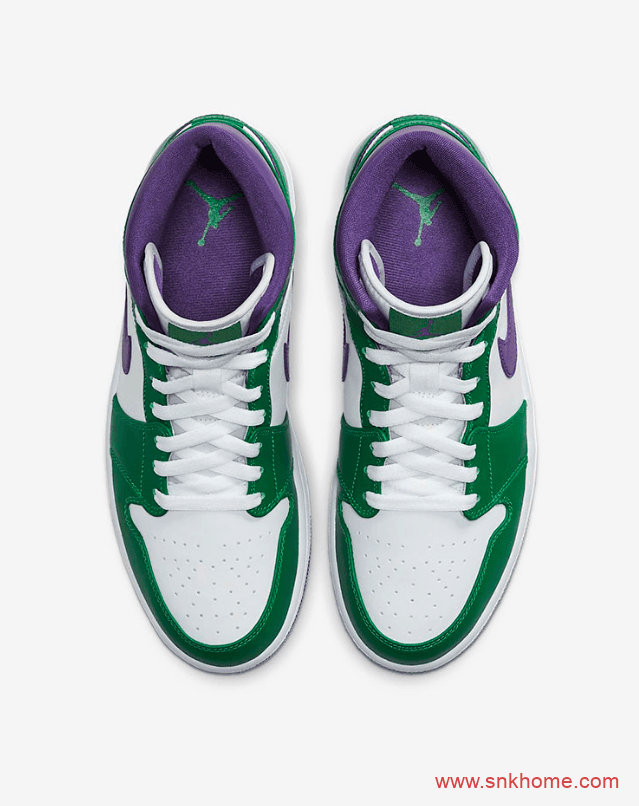 Air Jordan 1 Mid “Incredible Hulk”白绿紫勾 AJ1绿巨人配色 货号：554724-300