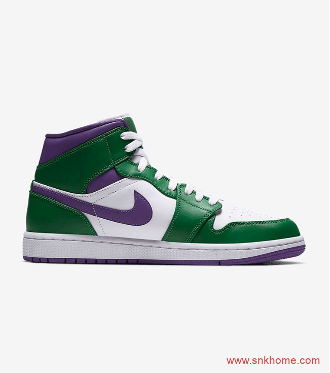 Air Jordan 1 Mid “Incredible Hulk”白绿紫勾 AJ1绿巨人配色 货号：554724-300