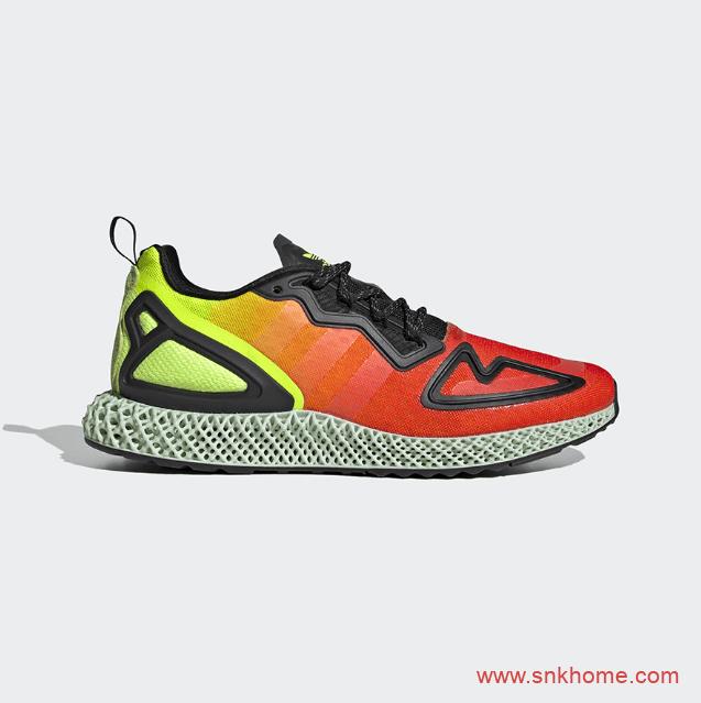 阿迪达斯4D跑鞋日落配色 adidas ZX 2K 4D “Solar Yellow”发售价格 货号：FV9028