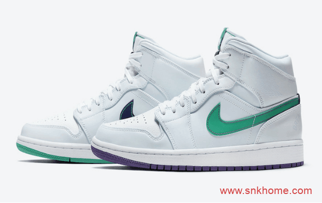 Air Jordan 1 Mid SE “Nike Hoops”鸳鸯配色 AJ1白绿发售信息 货号CW5853-100 