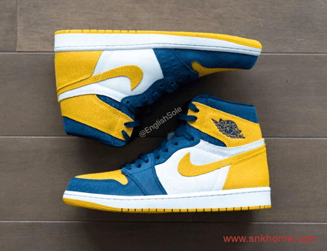 Air Jordan 1 PE配色 非常稀有 AJ1黄蓝白高帮密歇根大学配色