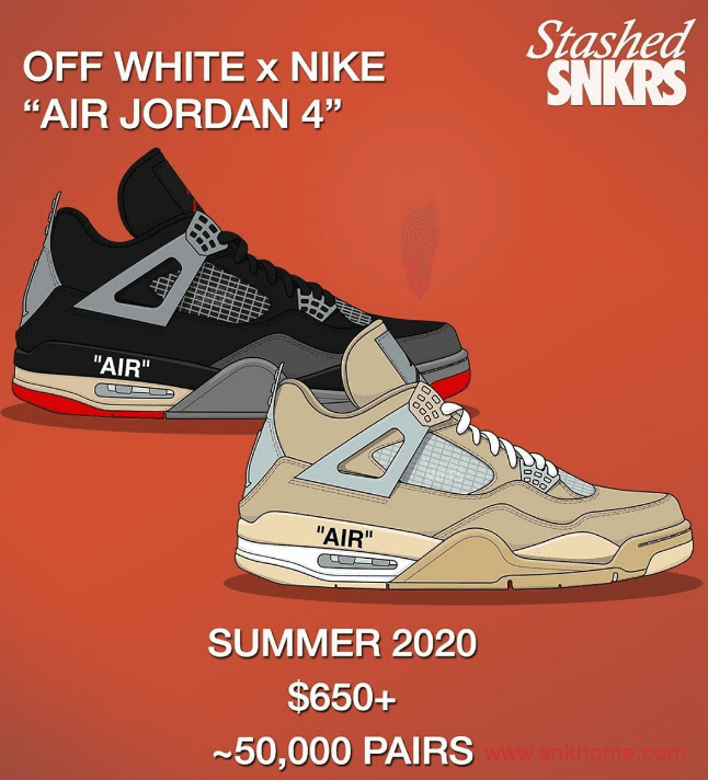 OFF-WHITE x Air Jordan 4 全新AJ4OW联名全新黑色米灰色登场