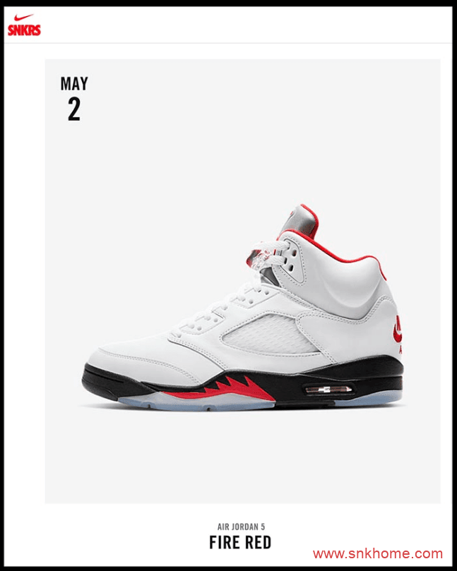 Air Jordan 5 “Fire Red”白红配色 AJ5流川枫发售在即 货号：DA1911-102