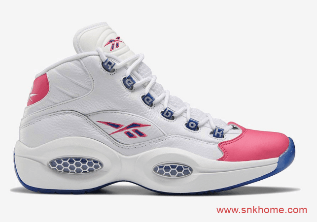 新款锐步球鞋 实战白色鞋面粉脚趾篮球鞋 Reebok Question Mid “Pink Toe”  货号：FX7441