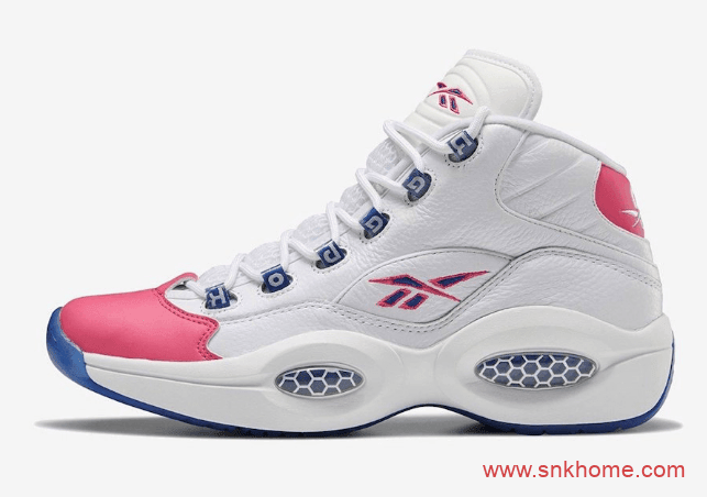 新款锐步球鞋 实战白色鞋面粉脚趾篮球鞋 Reebok Question Mid “Pink Toe”  货号：FX7441