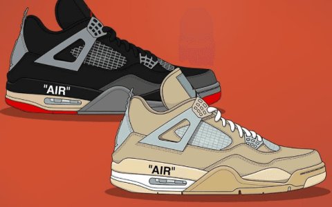 OFF-WHITE x AJ4 今年重磅球鞋AJ4OW联名咖啡色黑色实物图