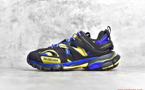 带灯巴黎世家黑蓝黄老爹鞋 BALENCIAGA Track 2 Sneakers"Black"轨道2代