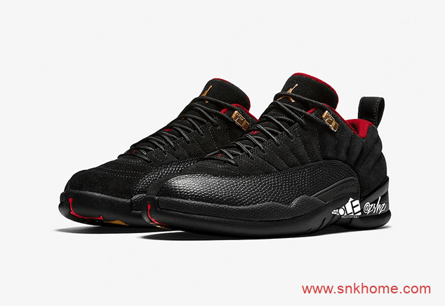 Air Jordan 12 Low SE  黑红金扣实物图 AJ12实战篮球鞋 货号：DC1059-001