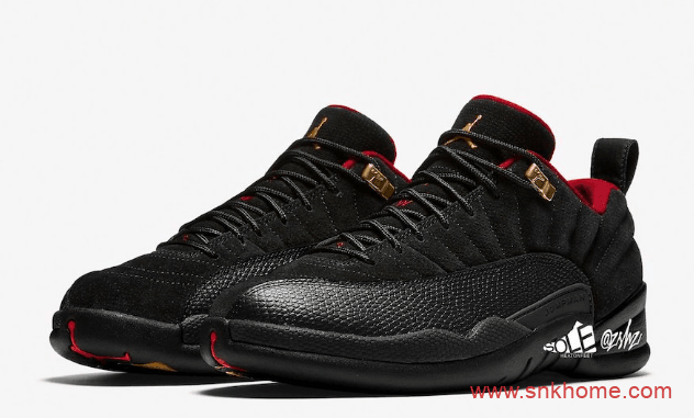 Air Jordan 12 Low SE  黑红金扣实物图 AJ12实战篮球鞋 货号：DC1059-001