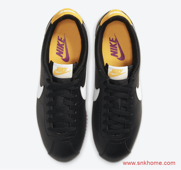 Nike Classic Cortez WMNS 耐克阿甘新款湖人配色黑白鞋面紫金鞋底 货号：807471-022