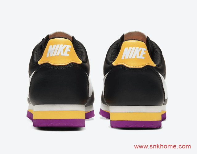 Nike Classic Cortez WMNS 耐克阿甘新款湖人配色黑白鞋面紫金鞋底 货号：807471-022