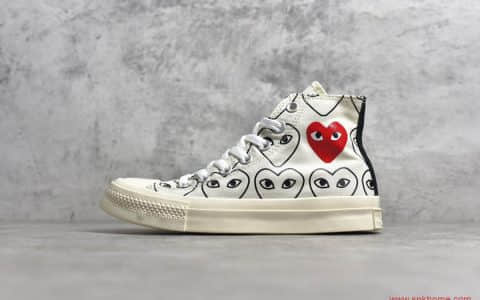 新款匡威川久保玲联名白色高帮 PLAY COMME des GARÇONS x CONVERSE 货号：1CK918