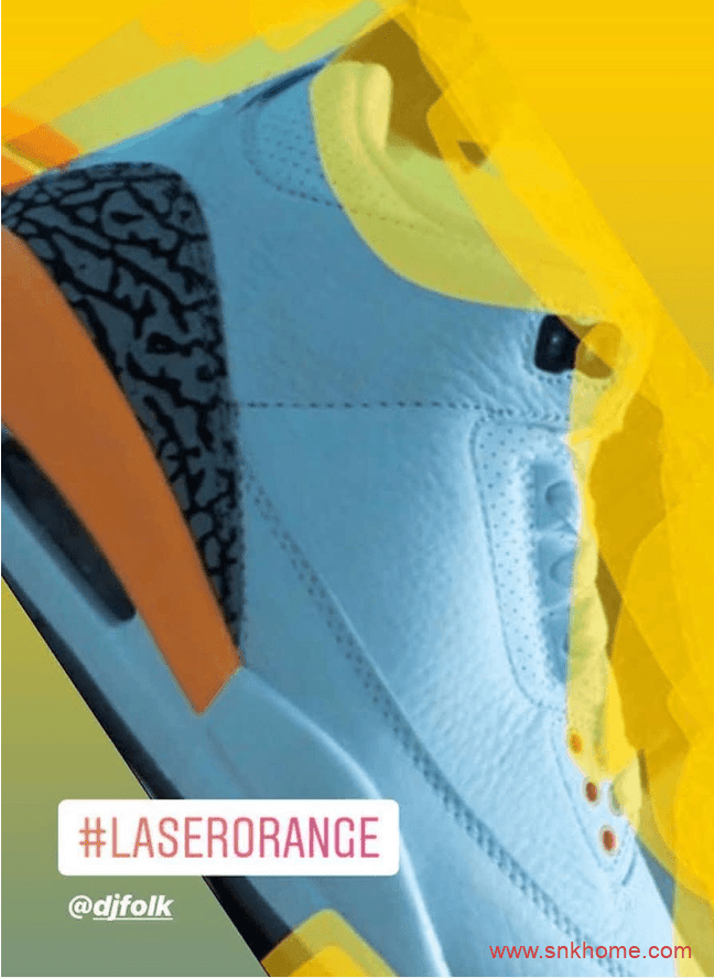 Air Jordan 3小湖人渲染图 AJ3爆裂纹实战篮球鞋