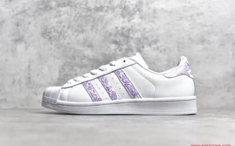 OG纯原版本 Adidas Originals SUPERSTAR 贝壳头 紫淡腰果花 货号：BD7429