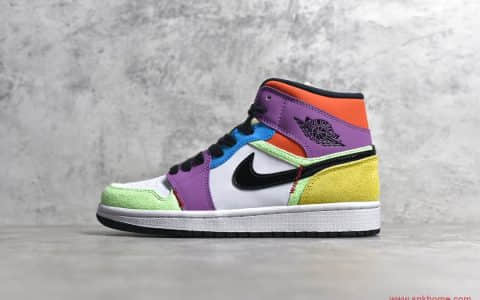 Air Jordan 1 MiD AJ中帮彩色拼接 AJ1中帮最高版本 货号：CW1140-100