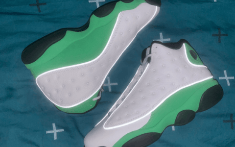 Air Jordan 13 “Lucky Green”  AJ13PE白绿配色3M反光实物图 货号：DB6537-113