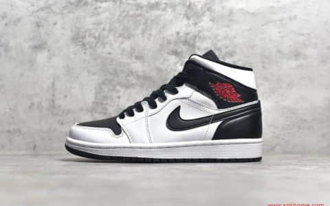 H12纯原版本AJ1中帮白黑配色 Air Jordan 1 MiD AJ1男码八孔 货号：BQ6472-101