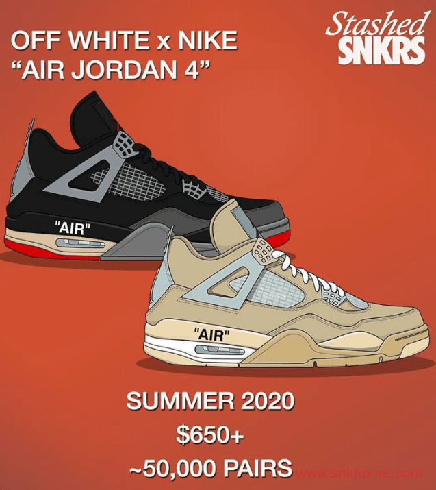 OFF-WHITE x Air Jordan 4 SP WMNS  耐克AJOW联名米白色发售日期 货号：CV9388-100