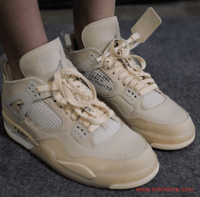 OFF-WHITE x Air Jordan 4 SP WMNS  耐克AJOW联名米白色发售日期 货号：CV9388-100