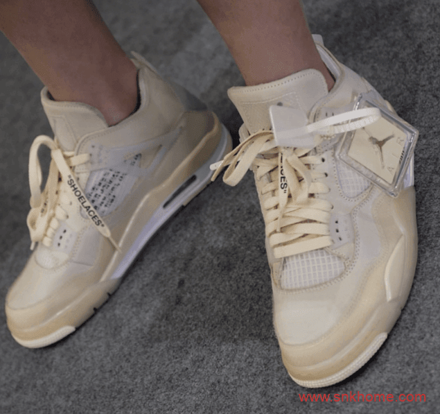 OFF-WHITE x Air Jordan 4 SP WMNS  耐克AJOW联名米白色发售日期 货号：CV9388-100