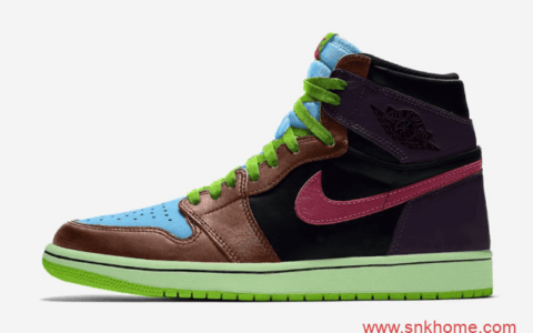 酷似UNDFTD 耐克Dunk SB联名 AJ1 新配色实物图 AJ1荧光绿棕黑蓝拼接配色发售日期