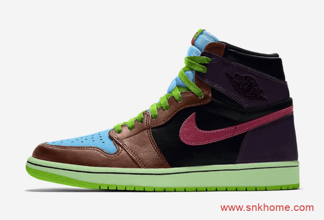 酷似UNDFTD 耐克Dunk SB联名 AJ1 新配色实物图 AJ1荧光绿棕黑蓝拼接配色发售日期