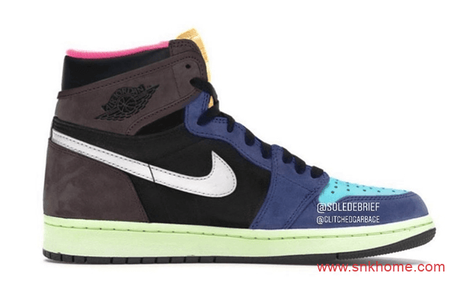 酷似UNDFTD 耐克Dunk SB联名 AJ1 新配色实物图 AJ1荧光绿棕黑蓝拼接配色发售日期