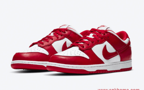 Nike Dunk Low SP “University Red” 耐克Dunk白红低帮滑板鞋发售日期 货号：CU1727-100