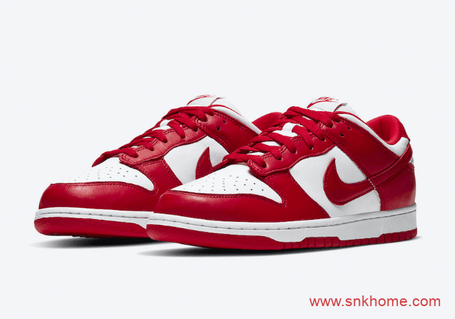 Nike Dunk Low SP “University Red” 耐克Dunk白红低帮滑板鞋发售日期 货号：CU1727-100