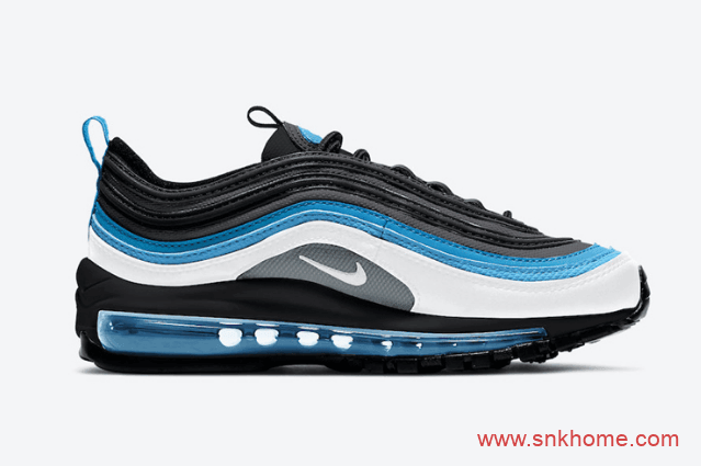 Nike Air Max 97 GS 耐克子弹气垫白黑蓝配色发售日期 货号：921522-106