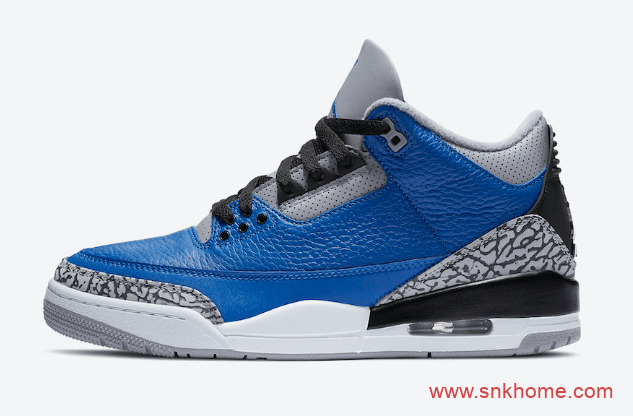 Air Jordan 3 “Varsity Royal” AJ3皇家蓝配色 AJ3爆裂纹发售日期货号：CT8532-400