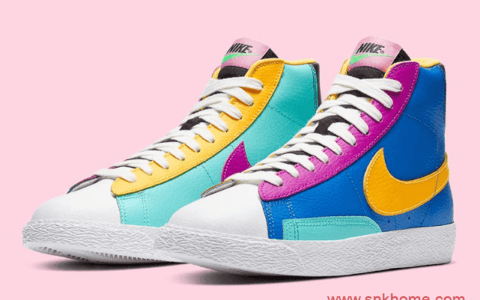 Nike Blazer Mid “Multi-Color” 耐克开拓者高帮黄蓝绿鞋面拼接配色发售日期 货号：CZ9441-400