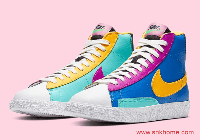 Nike Blazer Mid “Multi-Color” 耐克开拓者高帮黄蓝绿鞋面拼接配色发售日期 货号：CZ9441-400