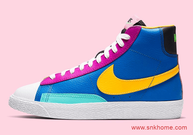 Nike Blazer Mid “Multi-Color” 耐克开拓者高帮黄蓝绿鞋面拼接配色发售日期 货号：CZ9441-400