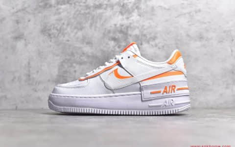 耐克空军马卡龙白橙配色 NIKE WMNS Air Force 1 Shadow 货号：CI0919-103